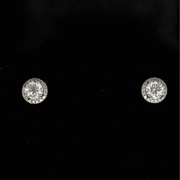 18k White Gold Diamond Stud Earrings | 1.20ct | F VS2 | Certificated