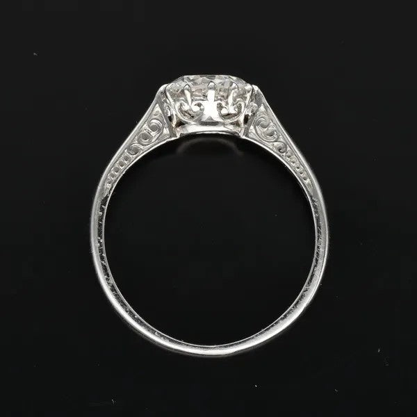 Platinum Diamond Solitaire Ring | Old European Cut 1.26ct | Size L½