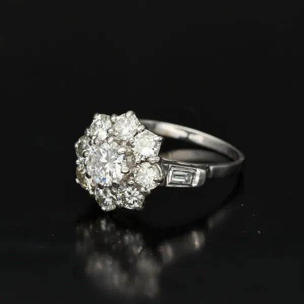 White Gold Diamond Cluster Ring | 2.8ct Total | H VS2/SI1 | Size P½