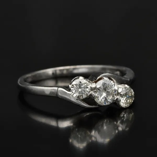 White Gold Diamond Ring | Three Stone Twist | Size K½