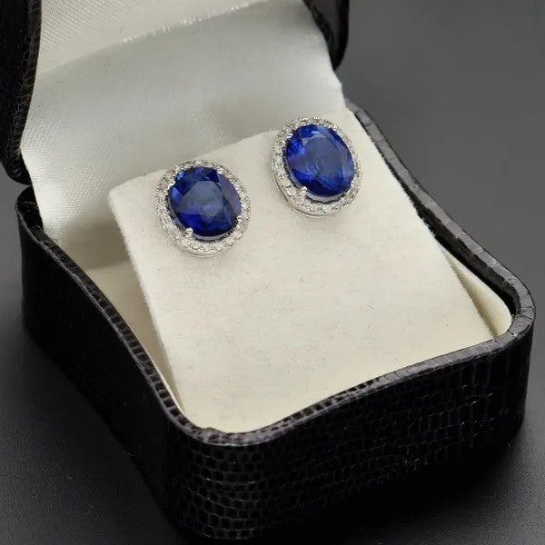 Sapphire and Diamond Earrings | 2.19ct & 2.51ct Oval Sapphires | 18k Gold