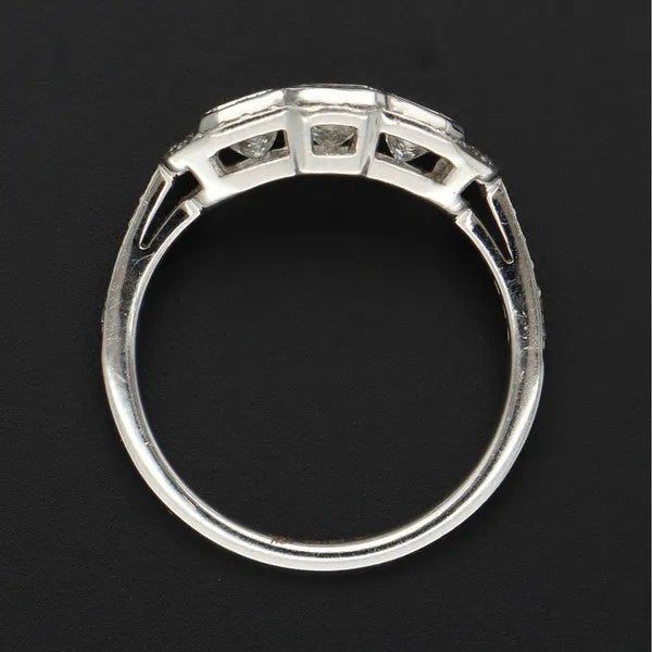 Vintage Style Cluster Ring | 1.20ct | 18k White Gold | Size M