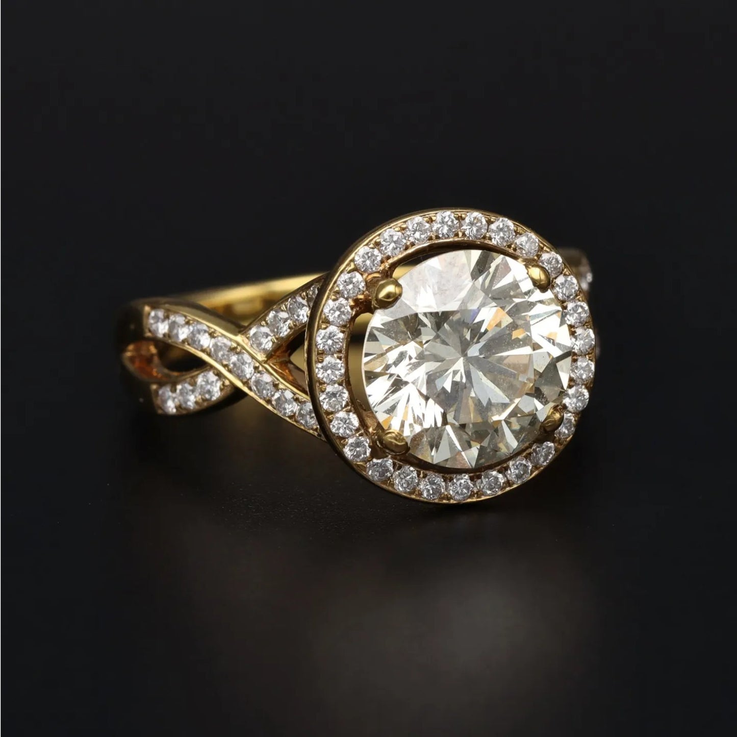 18ct Yellow Gold Diamond Solitaire Ring (halo) | 2.51ct | GIA Certified | Size L