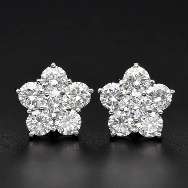 Diamond Cluster Ear Studs | 3.80ct Total | G/VS