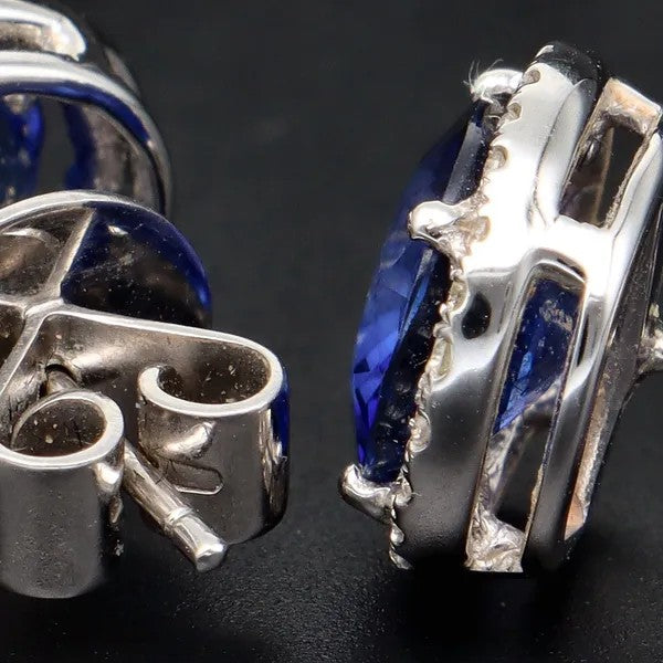 Sapphire and Diamond Earrings | 2.19ct & 2.51ct Oval Sapphires | 18k Gold