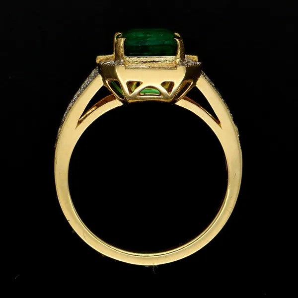 Emerald and Diamond Ring | 3.10ct Emerald | 18ct Gold | Size O