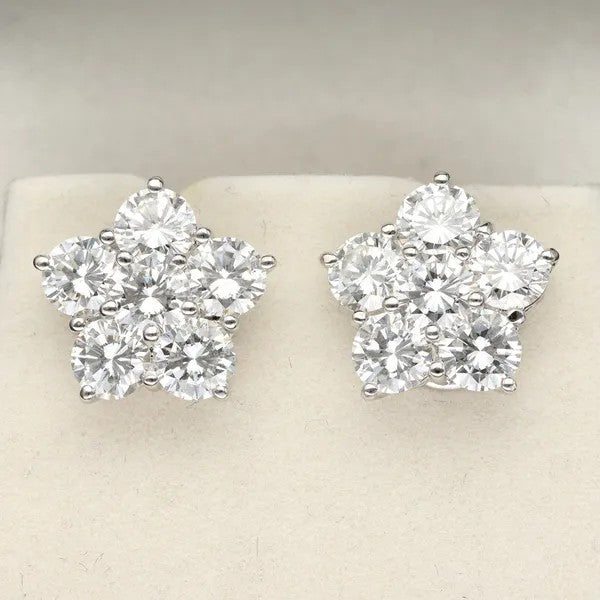 Diamond Cluster Ear Studs | 3.80ct Total | G/VS
