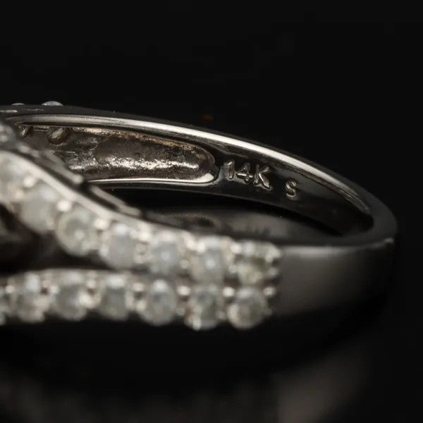 18K White Gold Diamond Cluster Ring | Trilogy Centre | Size N