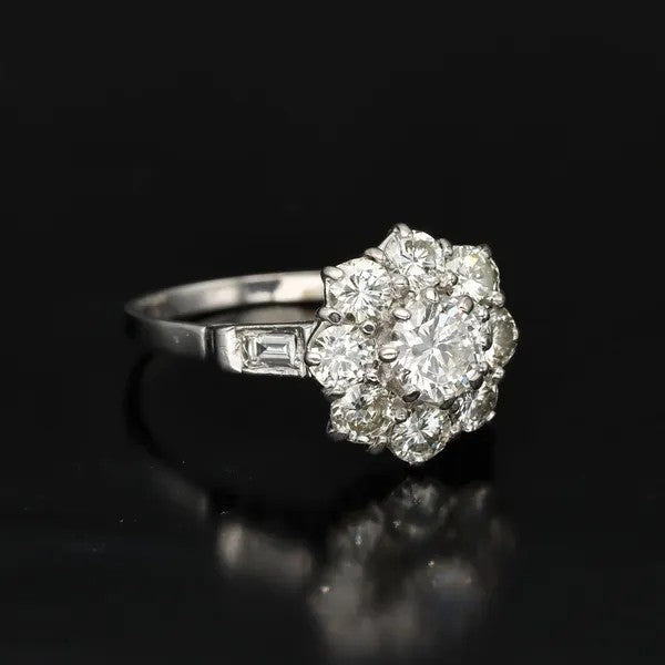 White Gold Diamond Cluster Ring | 2.8ct Total | H VS2/SI1 | Size P½