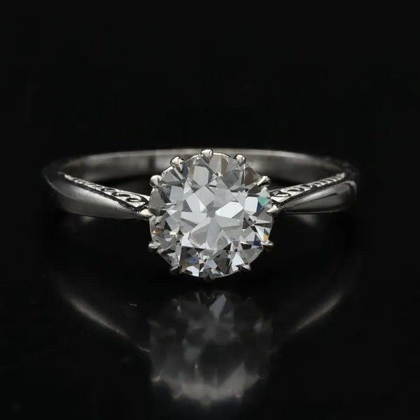 Platinum Diamond Solitaire Ring | Old European Cut 1.26ct | Size L½