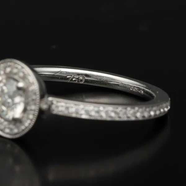 18ct Gold Diamond Halo Engagement Ring | Size N