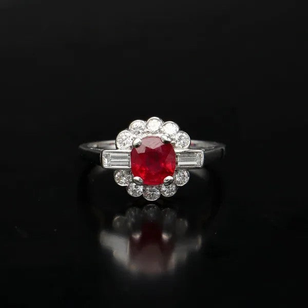 18ct Gold Ruby and Diamond Ring | 0.9ct Centre | Size L½