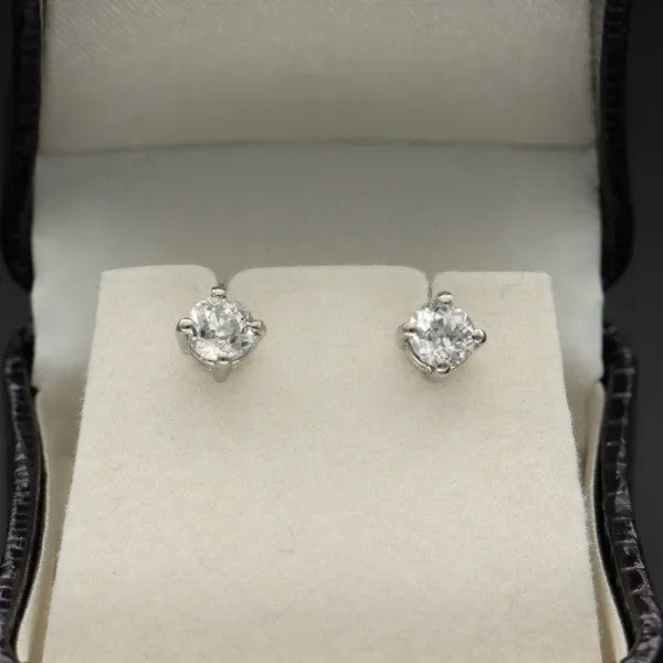 Old Cut Diamond Solitaire Stud Earrings | 1.00ct Total | Platinum