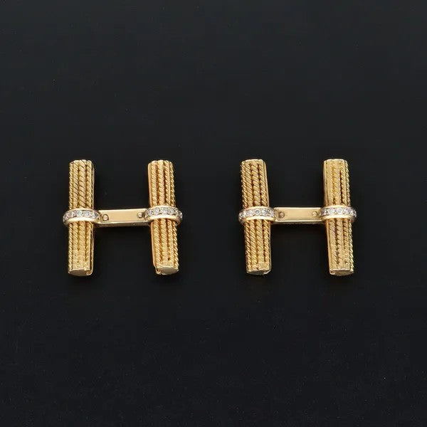 Van Cleef & Arpels Diamond Baton Cufflinks | 18ct Yellow Gold | 1970s