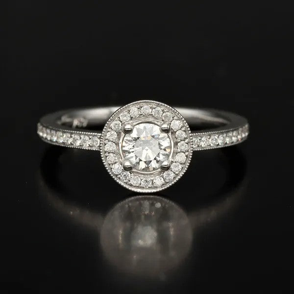18ct Gold Diamond Halo Engagement Ring | Size N