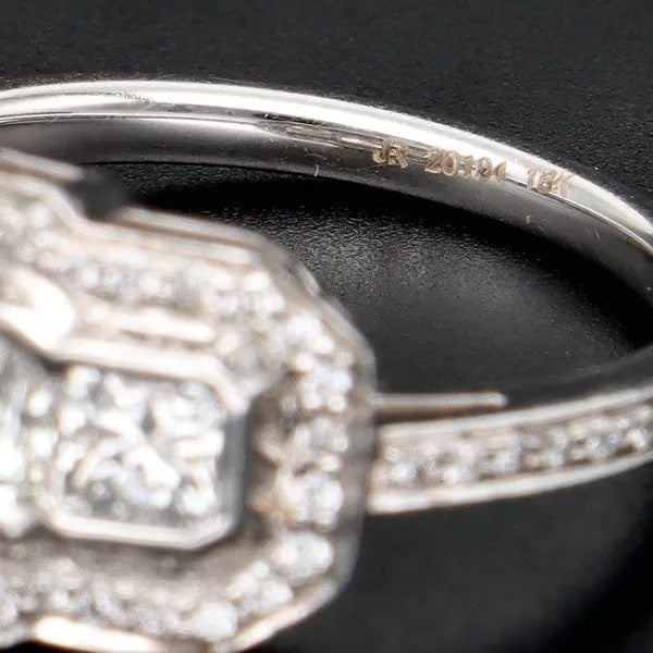 Vintage Style Cluster Ring | 1.20ct | 18k White Gold | Size M