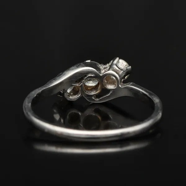 White Gold Diamond Ring | Three Stone Twist | Size K½