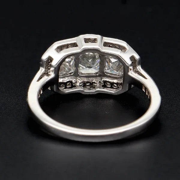 Vintage Style Cluster Ring | 1.20ct | 18k White Gold | Size M
