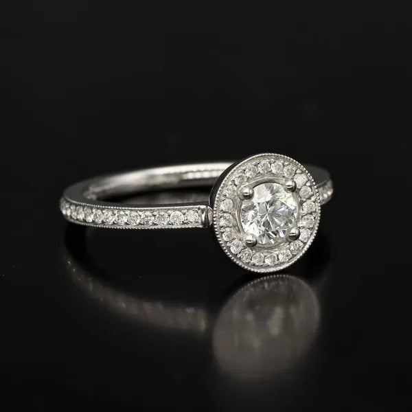 18ct Gold Diamond Halo Engagement Ring | Size N