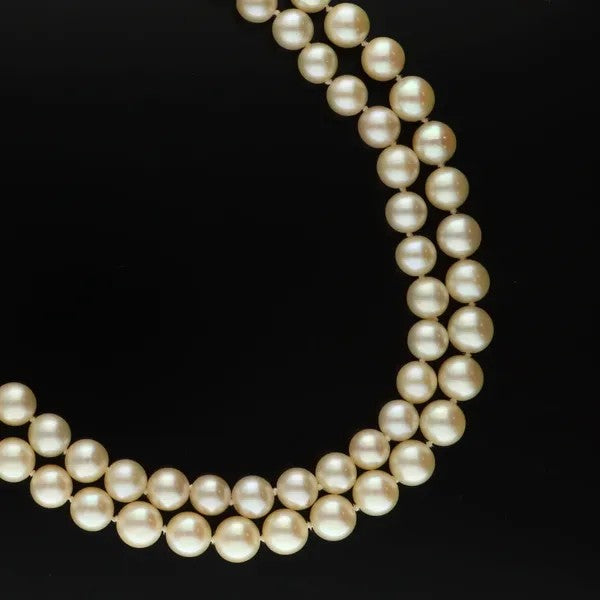 Cultured Pearl & Ceylon Sapphire Two Row Necklace | 4.2ct Clasp
