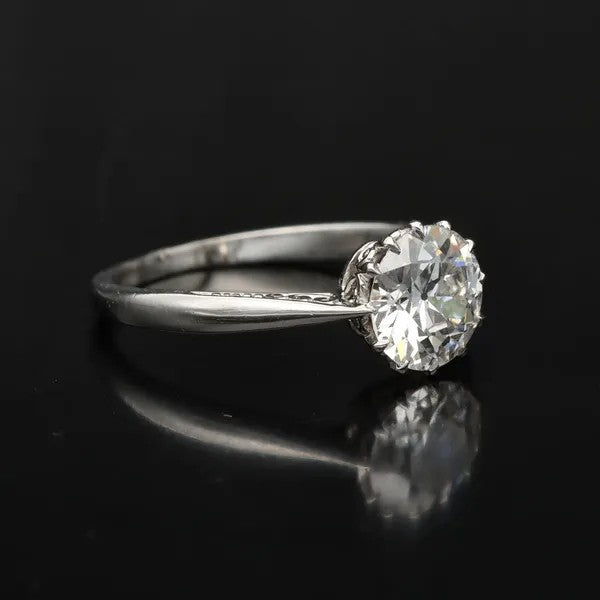 Platinum Diamond Solitaire Ring | Old European Cut 1.26ct | Size L½