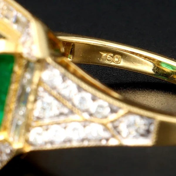 Emerald and Diamond Ring | 3.10ct Emerald | 18ct Gold | Size O