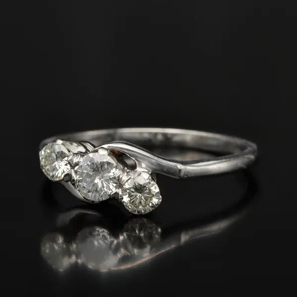 White Gold Diamond Ring | Three Stone Twist | Size K½