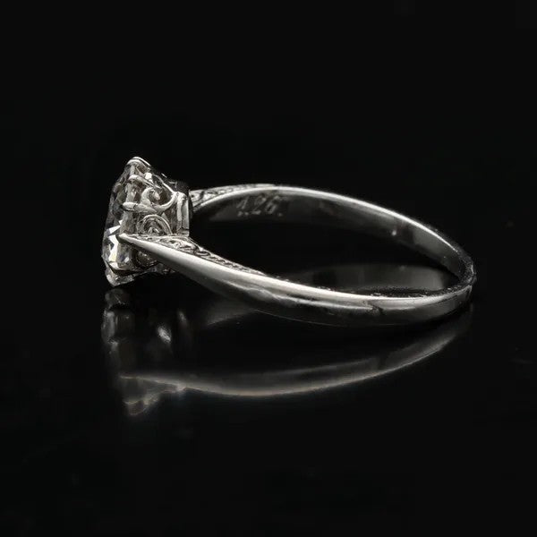 Platinum Diamond Solitaire Ring | Old European Cut 1.26ct | Size L½