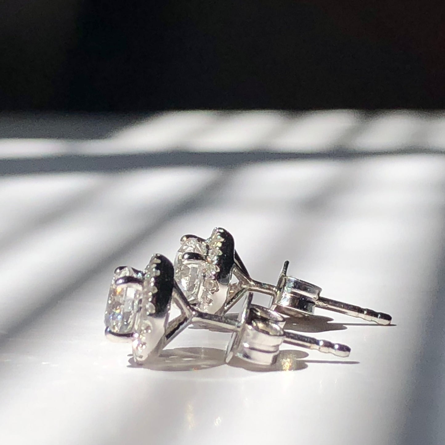 Diamond Ear Stud Round Brilliant Cut Earrings In A Halo Setting Total Weight 1.25ct Total Weight F Colour VS2 Clarity