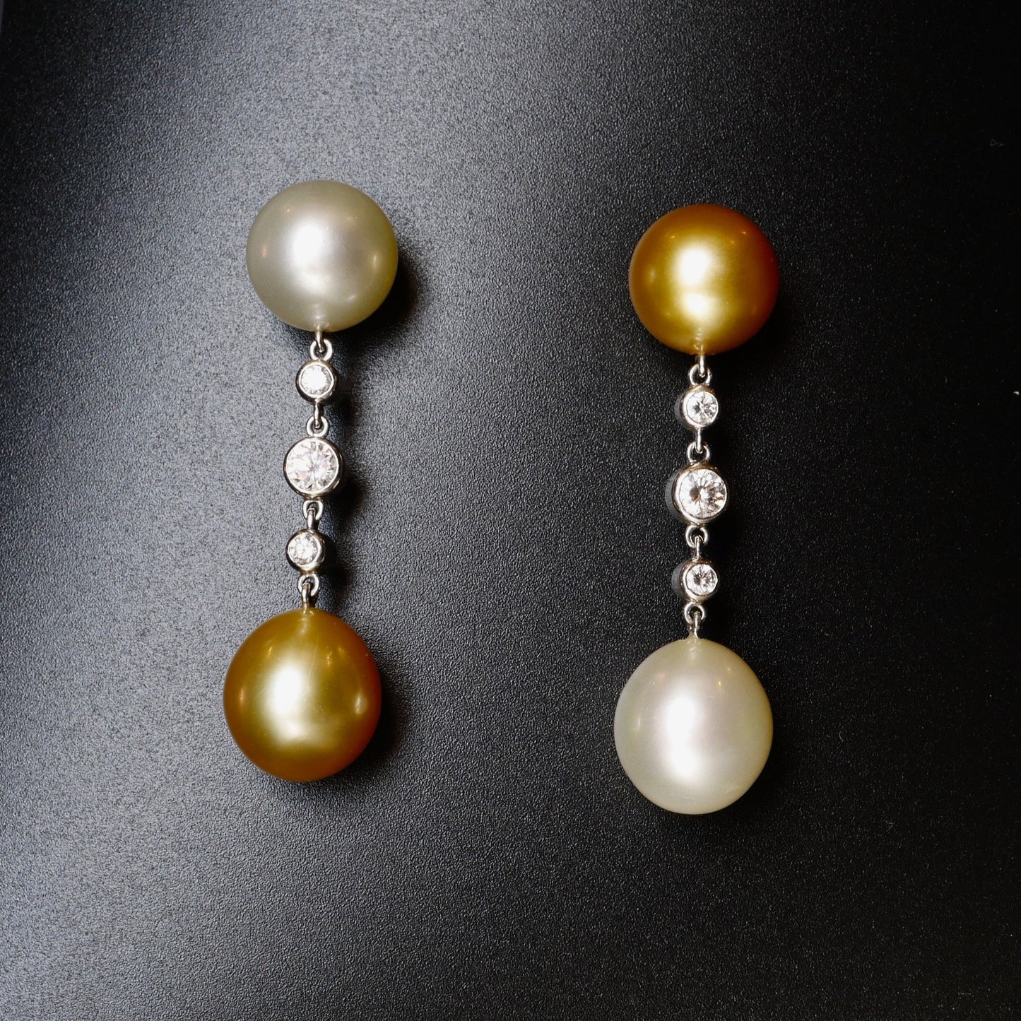 Golden South Sea Pearl and Diamond Earrings