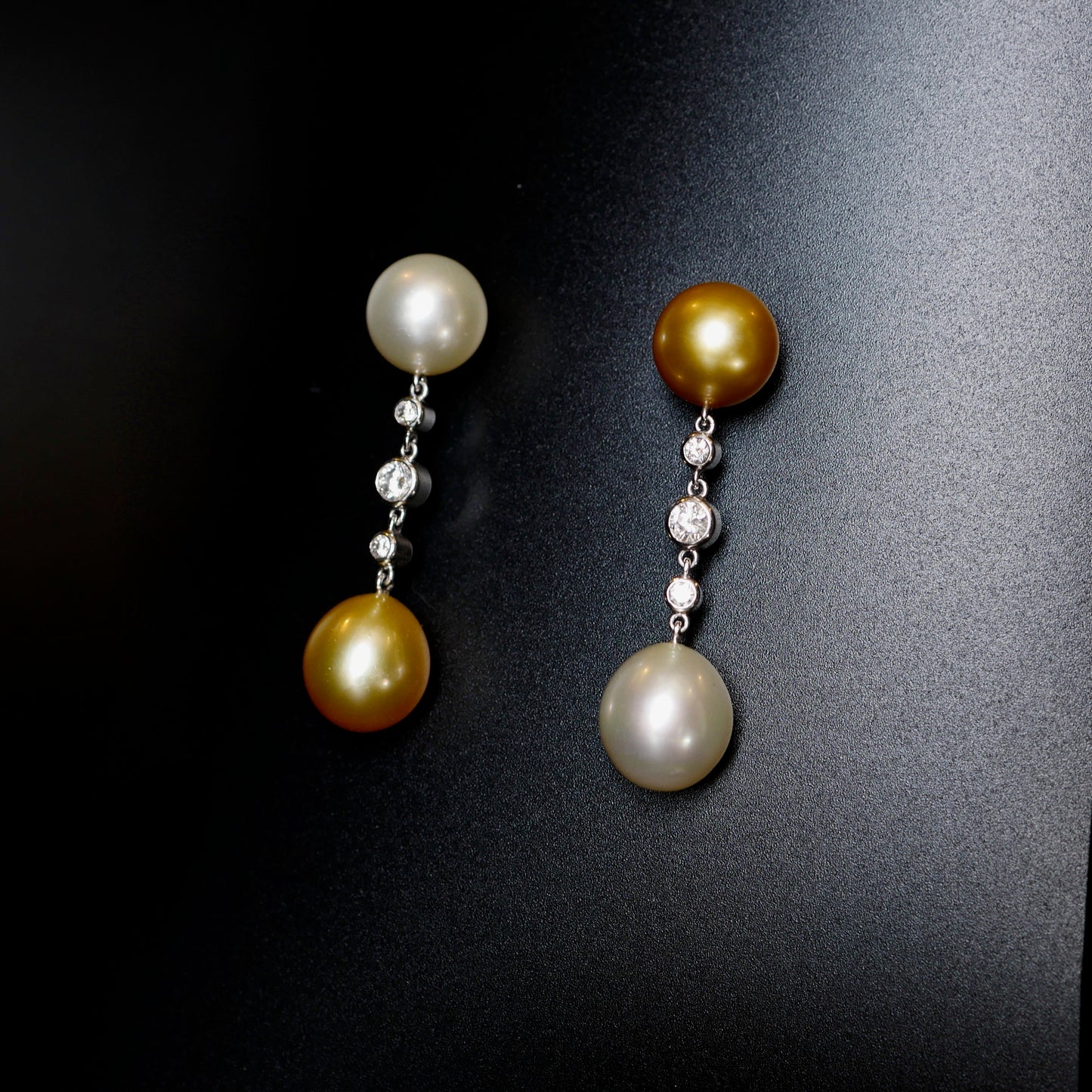 Golden South Sea Pearl and Diamond Earrings