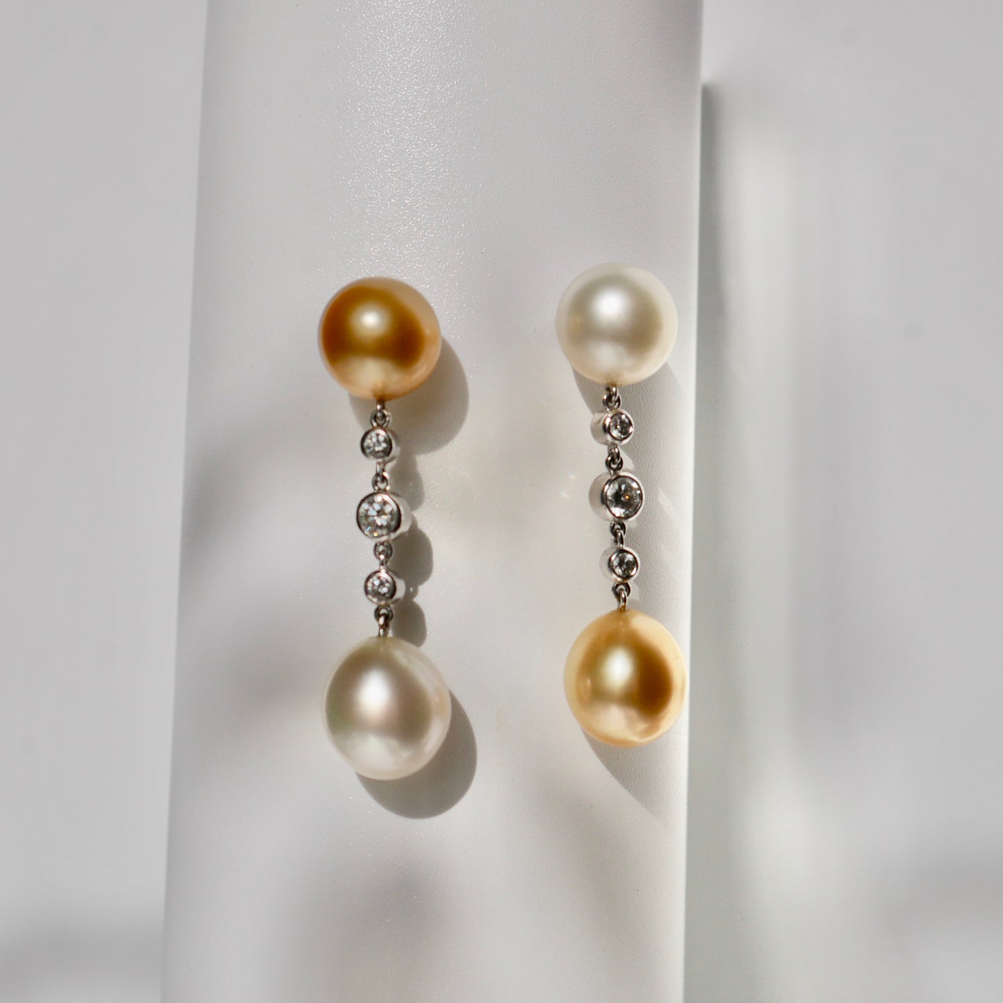 Golden South Sea Pearl and Diamond Earrings