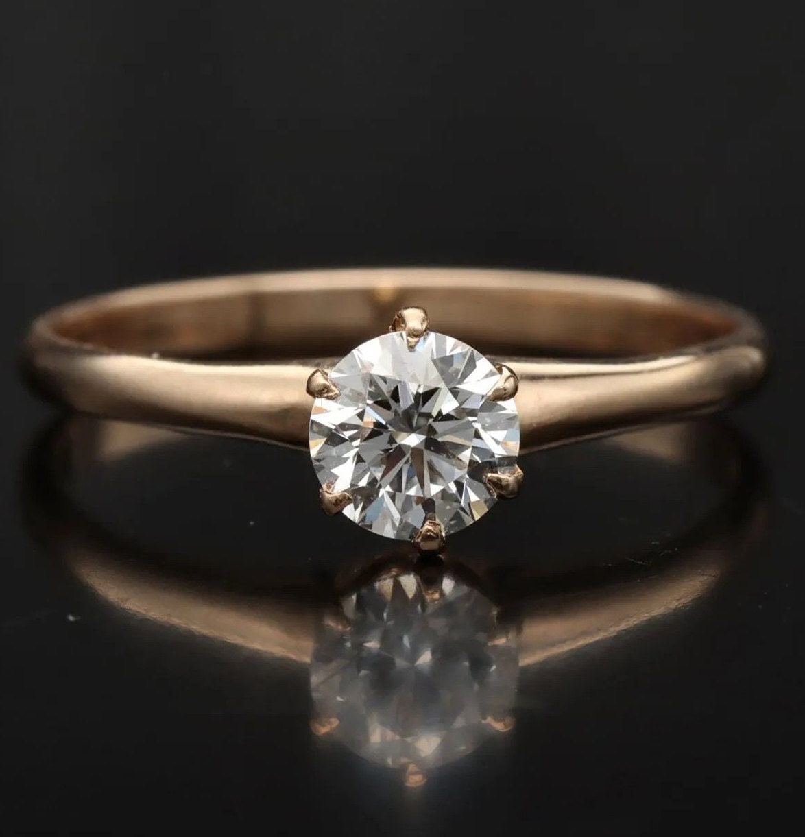 0.50ct Diamond Solitaire Ring | 14k Gold Engagement Ring | Fine Jewelry | Size N 1/2