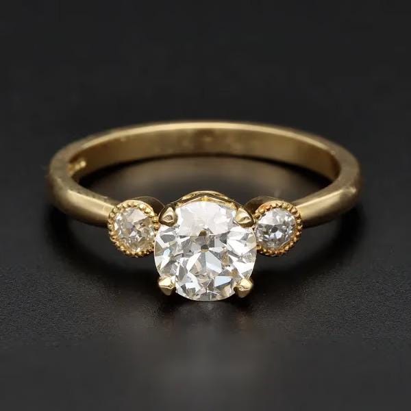 18ct Yellow Gold Old Cut Diamond Ring | Circa 1890 | 1.10ct | Size M