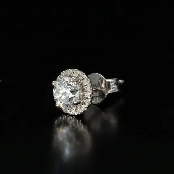 18k White Gold Diamond Stud Earrings | 1.20ct | F VS2 | Certificated