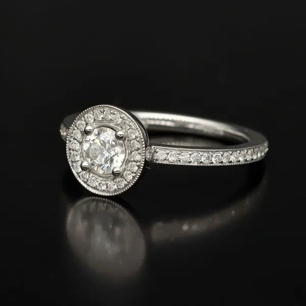 18ct Gold Diamond Halo Engagement Ring | Size N