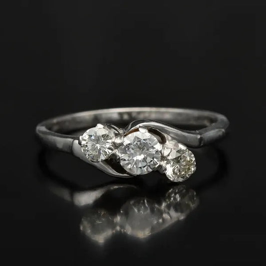 White Gold Diamond Ring | Three Stone Twist | Size K½