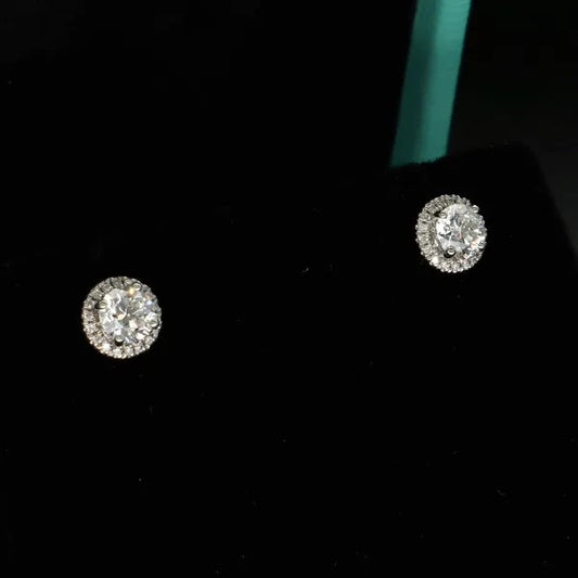 18k White Gold Diamond Stud Earrings | 1.20ct | F VS2 | Certificated