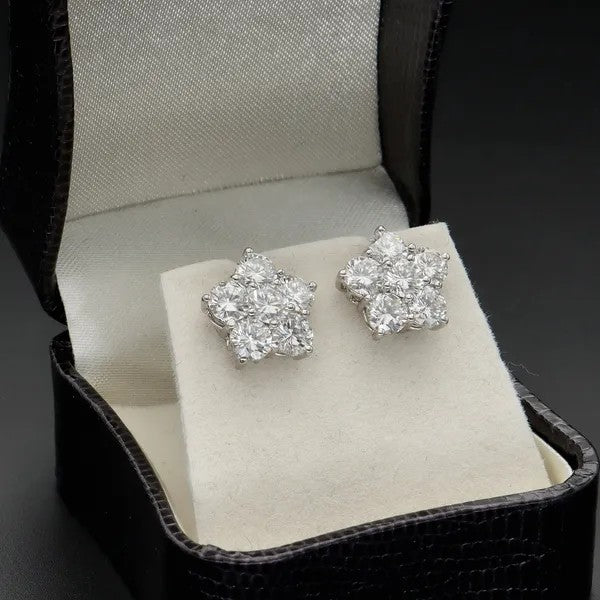 Diamond Cluster Ear Studs | 3.80ct Total | G/VS