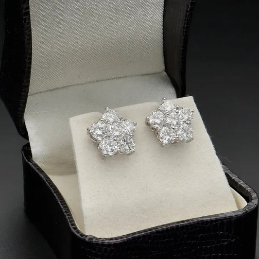 Diamond Cluster Ear Studs | 3.80ct Total | G/VS