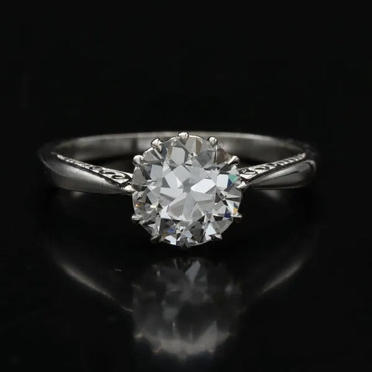Platinum Diamond Solitaire Ring | Old European Cut 1.26ct | Size L½