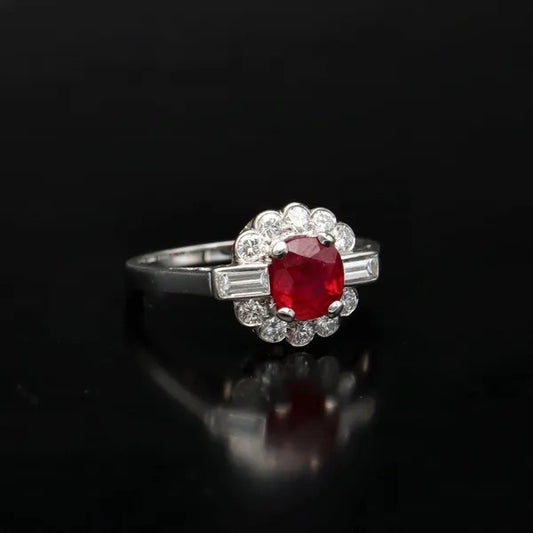 18ct Gold Ruby and Diamond Ring | 0.9ct Centre | Size L½