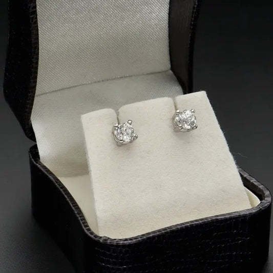 Platinum Round Brilliant-Cut Solitaire Studs | 0.45ct Total