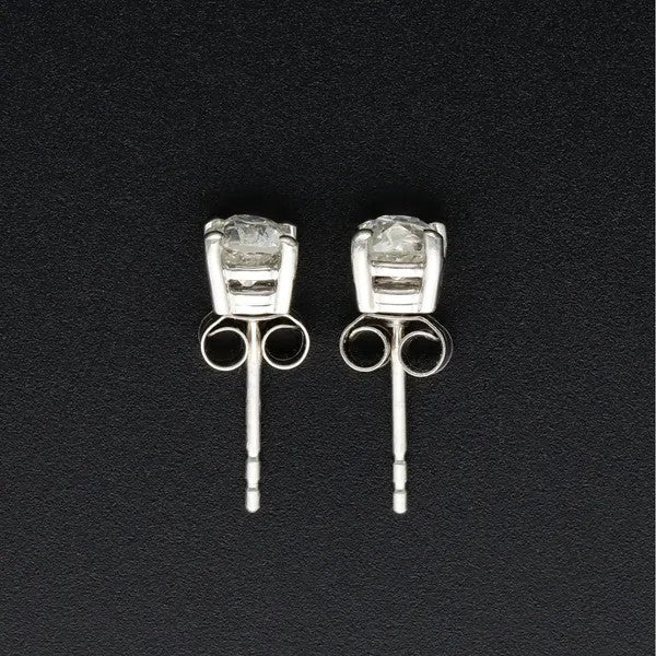 Platinum Old Cut Diamond Solitaire Studs | 1.00ct Total