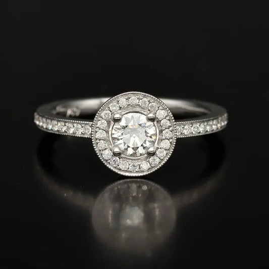 18ct Gold Diamond Halo Engagement Ring | Size N