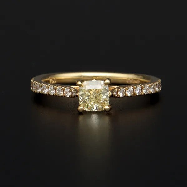 Fancy Yellow Internally Flawless Diamond Ring | 0.61ct Centre | GIA | Size L