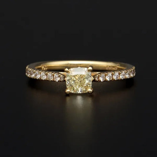 Fancy Yellow Internally Flawless Diamond Ring | 0.61ct Centre | GIA | Size L