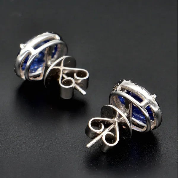Sapphire and Diamond Earrings | 2.19ct & 2.51ct Oval Sapphires | 18k Gold