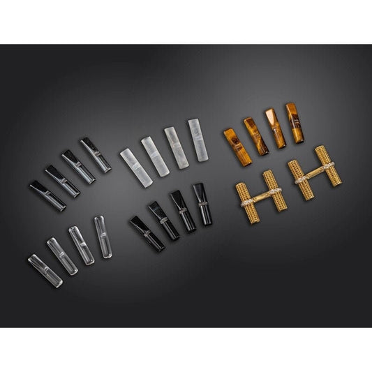 Van Cleef and Arpels Baton Cufflink Set 18k Yellow Gold & Diamonds with 6 Interchangable Baton Sets - Crystal, Tigers Eye, Gold,