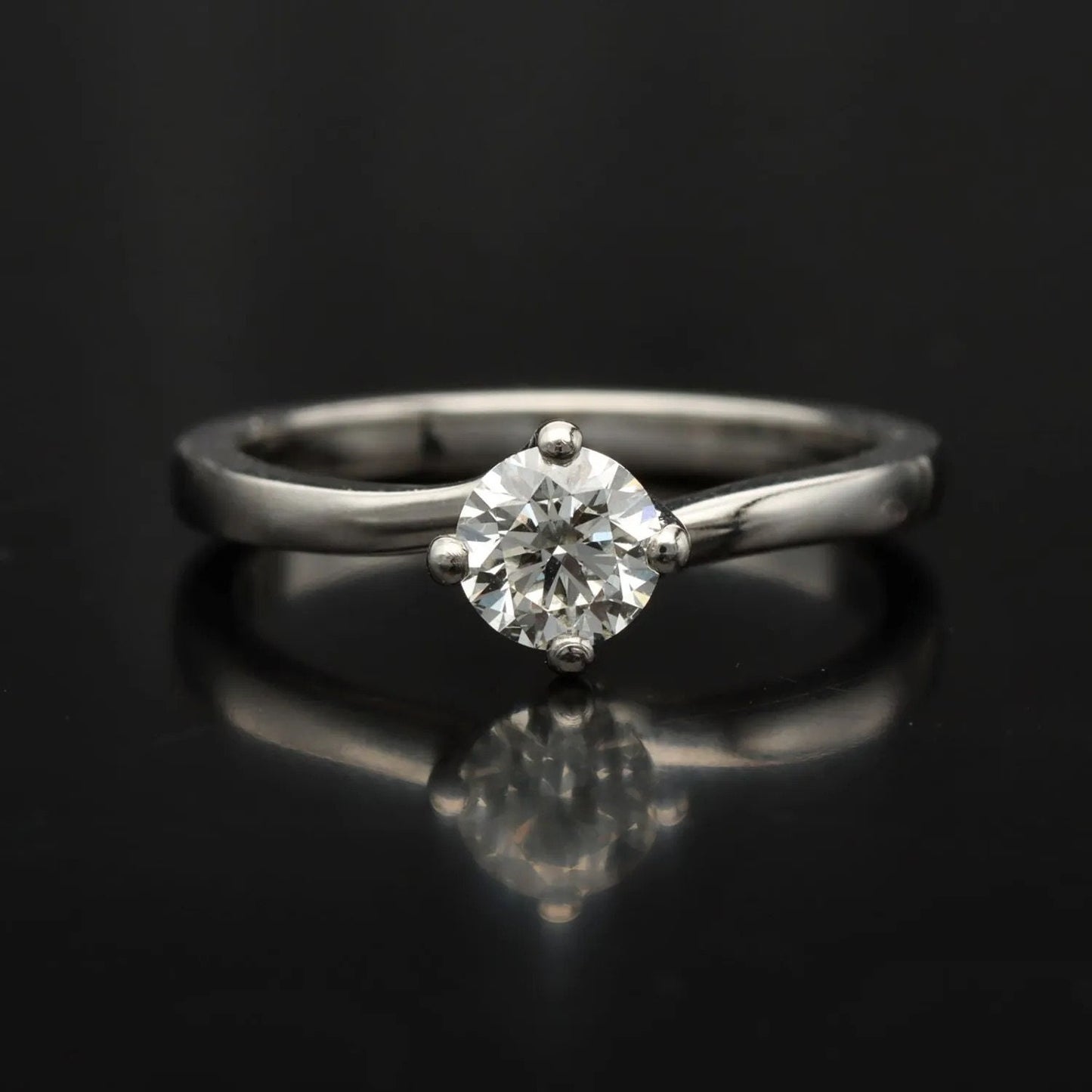 Vintage Platinum Diamond Solitaire Ring | .30ct G/VS | Elegant Twist Band | Vintage Ring | Size K 1/2